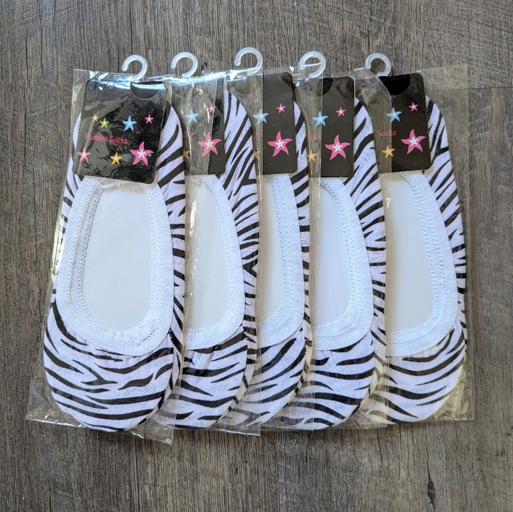 🐰Zebra Print Slip-On Socks Set of 5